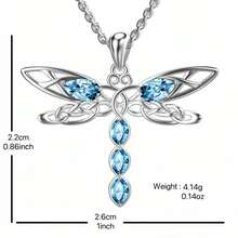 1件女士时尚吊坠项链，蜻蜓造型，优雅别致，锁骨链，寓意祝福与守护，镶嵌合成立方氧化锆，925纯银材质，适合情人节、母亲节、婚礼季等场合，低致敏性 - 蜻蜓造型 - 查看 5