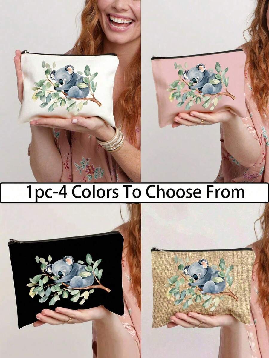Watercolor Koala Pattern, Multifunctional Travel Makeup Bag, Emergency Snack Bag, Durable Polyester Zipper Storage Bag, Storage Bag, Machine Washable Minimalist Design, Suitable For Toiletries, Travel, Vacation, Business, Fitness And Camping, Suitable For Women, Valentine's Day Gift, New Year's Gift, Ramadan Gift, Mother's Day Gift - Multicolor - View 1
