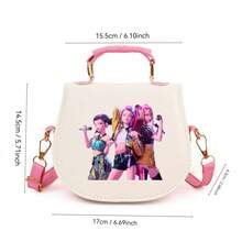 Kpop Demon Hunter Cartoon Anime Witch Girl Group Small PU Crossbody Bag, Fashion Print - Multicolor - View 3