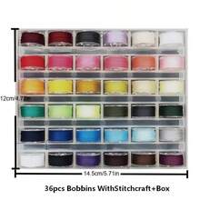 1 hộp đựng suốt chỉ máy may bằng nhựa, hộp đựng cuộn chỉ máy may, hộp đựng đồ bằng nhựa trong suốt, hộp đựng suốt chỉ rỗng 36 ngăn và 36 suốt chỉ nhựa. - trong suốt - Xem 15