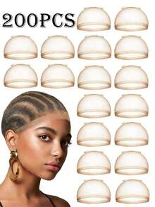 Woven Hair Net/Cap, Black & Brown Elastic Mesh Woven Cap, Suitable For Wig Making - Multicolor - View 1