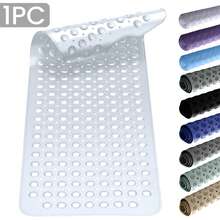 1pc Bath Mat - Lux Decor Non-Slip Durable PVC Tub Mat With Suction Cups And Drainage Holes - 40x16 Inches- For Shower And Bathtub Comfort, Roll-Up Storage, Home Decor, Back To School, Graduation Gifts-, Spring Cleaning Upgrade, Valentine's Day Spa Feel, Safety First, Quick Dry Surface, Mold Resistant, Easy Clean, Comfortable Standing, Shower Essential, Bathtub Safety, Bathroom Upgrade, Daily Use Mat, Home Basic, Family Use, Everyday Living - 白色 - 查看 1