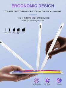 90mAh 可充电数字触控笔配件，兼容 iPad (A16) 第 11/10 代、第 7/8/9 代、Air 7/6/5/4/3、Pro 13 英寸/12.9 英寸/11 英寸（2018-2025 年款）、Mini 7/6/5，高精度、高灵敏度，磁吸式设计，支持倾斜和防误触功能，白色，是送给母亲、家人、朋友、孩子、生日、节日的理想礼物。 - 白色 - 查看 4