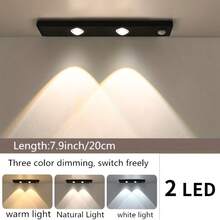 1pc Modern LED Cabinet Light, Motion Sensor LED Cabinet Light, Motion Sensor Bar Light, Cat Eye Small Mountain Light Effect, Built-In Adhesive Wireless Magnetic USB Rechargeable, 3-Color Dimmable - Suitable For Kitchen, Bedroom, Wardrobe, Display Cabinet, Home Decor Lighting, Fashionable Modern Design, Lightweight Plastic Construction, Adjustable Brightness, Home Organization, Kitchen Upgrade, Battery Capacity: 150/200/300/400/500mAh - Cat's Eye Cabinet Light - View 17
