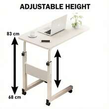 NetHong Height-Adjustable Bedside Tables, Height-Adjustable Computer Desks, Adjustable Bedside Tables, Sofa Side Tables, And Tray Tables Are Suitable For Offices, Study, Dining, And Reading - White - View 2