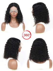 无胶卷发波波头假发 深波浪短波波头假发 1顶 无胶卷发波波头网状假发 无香型 易戴 可调节绑带 防汗帽 情人节礼物 - Natural Black - 查看 3