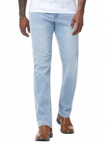 Men's Jeans Pants Regular Fit Straight-Leg Stretch Denim Comfort Vintage Streetwear Utility Style High Waist Relaxed Trouser Retro Casual Wear - 淺藍色 - 查看 8