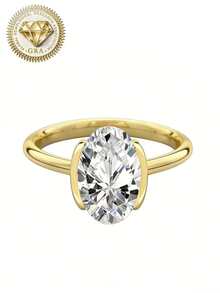 1pc Women's Engagement Ring, Silver Plated Egg Ring, 2.3g S925 Sterling Silver, 2 Carat Moissanite, Bohemian & Elegant, Engagement, Proposal, Wedding Anniversary, Valentine's Day Gift, Comes With Moissanite Certificate And Deluxe Gift Box - Gold - View 9