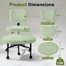 Silla de escritorio con forma de nube: tela bouclé y peluche, silla giratoria ajustable para oficina en casa, dormitorio y vestidor. - Verde - Ver 2