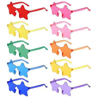 10pcs Colorful Star Shaped Unisex Party Decoration Glasses, Photo Booth Props, Atmosphere Decor