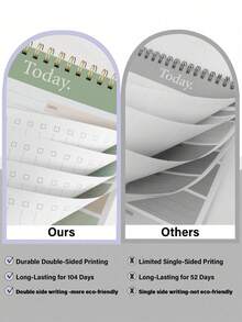 Trees 1pc B5 Size 365 Days Undated To-Do List Planner Notebook, With Checkboxes To Mark Task Priority And Notes, For Work, Home, Study, Desktop Decor, Halloween Gift - Fresh Green - View 5