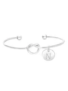 1 chiếc vòng tay charm thắt nút thời trang 26 chữ cái, màu vàng đồng. - Bạc - Xem 30
