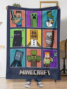 Minecraft 卡通地雷像素游戏工艺品法兰绒毯超保暖毯家居装饰装饰街景床罩加入购物车，我们将提供优先配送服务。 - 彩色 - 查看 5