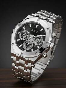 Guess 男士石英表 - 银色表带，计时功能，时尚男士腕表，送给男友/丈夫的理想礼物 GW0260G1 - 銀色 - 查看 10