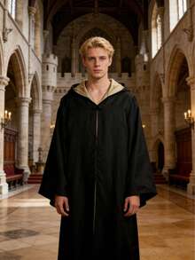 A Magic Wizard Cloak, Unisex Hooded Cloak Suitable For Role-Playing And School Activities, Authentic Wizard/Witch Robe, Advanced Fantasy Costume With Adjustable Hat, Neutral Magic Cloak, Adult Wizard Hooded Cloak Set, Anime Exhibition Role-Playing Costume - Multicolor - View 8