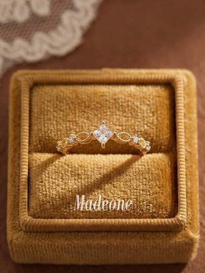 Stylever 1pc 925 Sterling Silver Cubic Zirconia Square Ring, Women's Daily Commute Decorative Ring, Party Accessory, High-Quality Women's Ring, Exquisite Jewelry Gift