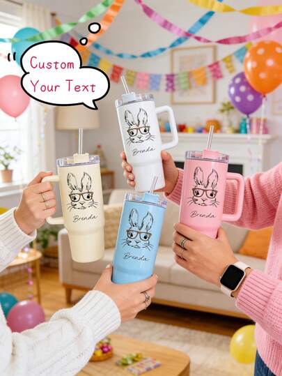 1pc Custom Easter Water Bottle With Custom Text, Lightweight Portable Cup For Daily Use Or Outdoor Activities, Easter Holiday Drinkware