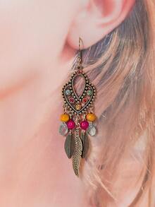 7/11/15/21/27 Pairs Random Bohemian Style Earrings Set, Red Tassel Earrings, Enamel Floral & Geometric Earrings, Suitable For Travel, Photo Shooting, Daily Wear - Multicolor - View 2