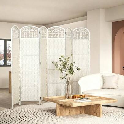 Biombo Mampara Habitación Perforado Plegable 6 Paneles 240cm