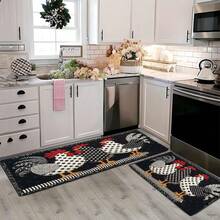 1/2/3pcs Flannel Spring Vitality Kitchen Carpet Set |   Polka Dot Rooster Style, Flannel Material, Non-Slip, Soft, Comfortable, Easy To Clean, Suitable For Bathroom, Door Mat, Bedroom, Living Room, Porch, RV Decoration - 白色 - 查看 14