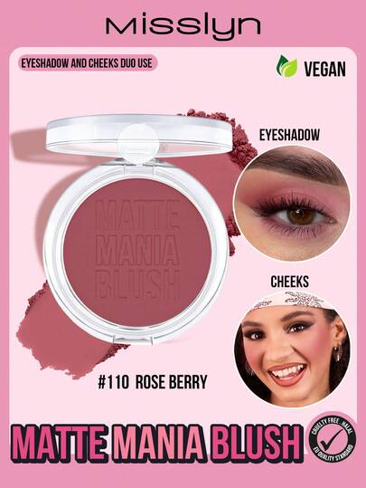  MISSLYN Matte Blush, Long-Lasting Color, 8 Shades Available, Smooth Texture, High Pigmentation, Matte Finish, Easy To Apply, Makeup Brand Product, Face Makeup, Suitable For Women And Girls, Essential For Winter, Y2K Style, Fashionable, Great Birthday Gift, Valentine's Day Gift, Party Essential, New Year Gift, Best Color, Cruelty-Free And Vegan