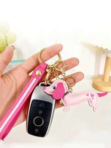 Breloc din piele ecologică cu model teckel drăguț, breloc teckel la modă, accesoriu elegant pentru breloc cu animale, breloc decorativ, breloc pentru geantă de student/cuplu, cadou de petrecere, accesoriu decor pentru rucsac, cadou ideal pentru femei - Multicolor - Vizualizare 4