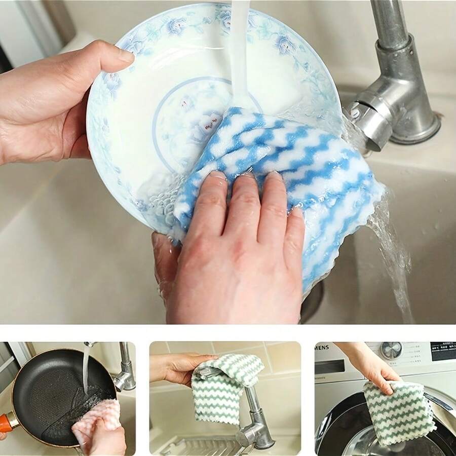 3/6pcs Microfiber Cleaning Cloths, Coral Fleece Towels, Absorbent Kitchen Rags. Quick Cleaning, Protect Delicate Surfaces, Durable, Reusable Up To 500 Times, Lint-Free, Quick-Dry Dish Towels, Scratch-Free Polish Cloths - Square - View 1