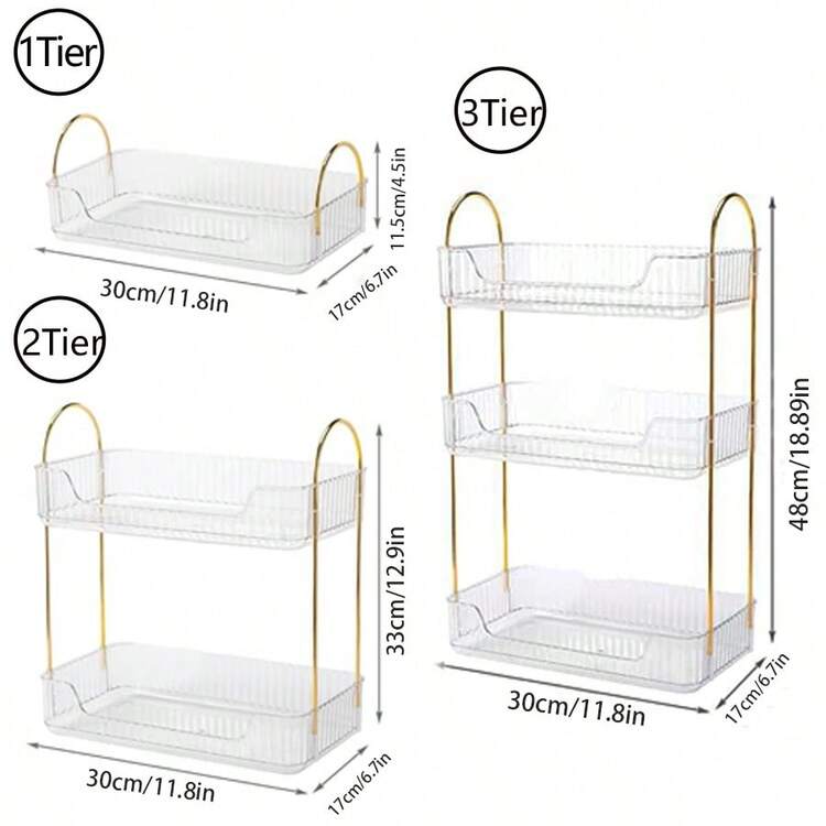 Bathroom Countertop Storage Rack, Vanity Countertop Storage Tray, Bathroom Countertop Tray Storage Rack, Plastic Tray Rack, Can Hold Perfume, Cosmetics, Skincare Products (Transparent White) Bathroom Accessories