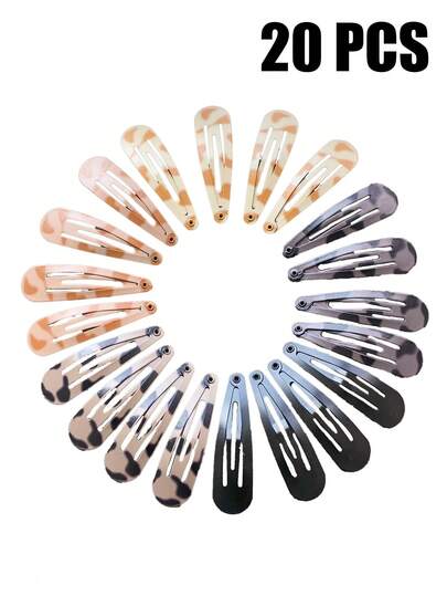 20个豹纹复古小号防滑金属发夹，女士休闲Y2K时尚，适合固定头发、护肤、日常使用