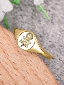 1 chiếc nhẫn hoa thanh lịch dành cho nữ, thích hợp làm quà tặng đám cưới, lễ đính hôn, kỷ niệm, quà tặng ngày Valentine. - Vàng - Xem 2