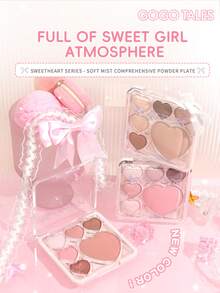 GOGO TALES 可爱心形眼影盘，包含眼影、腮红和高光，哑光和珠光质地，粉色、棕色和中性色调，一盘搞定所有妆容，打造柔和、浓郁和约会妆容，GOGOTALES - #G02 Sea salt ice sand - 查看 5