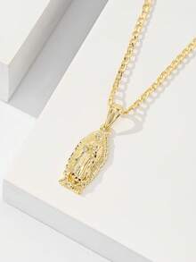 1件欧美经典铜镶嵌锆石小号瓜达卢佩圣母玛利亚吊坠项链，限量版，适合作为圣诞节/感恩节/万圣节/母亲节/情人节礼物送给情侣/朋友/教父母，也适合天主教初领圣体、日常及节日佩戴祈祷。 - 金黃色 - 查看 2