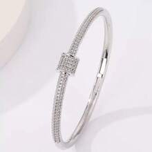 Women's Circular Bracelet In 925 Sterling Silver, Set With Cubic Zirconia And Plated In 18K Gold. - Bạc - Xem 6