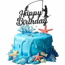 Gone Fishing Cake Topper, Fisherman Cake Decoration,Outdoor Themed Cake Decoration,Men Boy Birthday Fishing Party Decoration Supplies (Gone Fishing Cake Topper) - Multicolor - View 7