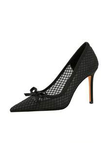 Sexy Lace Pointed Toe Mesh High Heel Pumps, Nightclub Style, Suitable For Party And Formal Occasions - Black - View 13