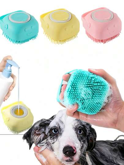 Silicone Pet Bathing Brush, Suitable For Dogs, Cats And Puppies, Silicone Bathing Massage Brush, Pet Cleaning And Grooming Silicone Bathing Brush