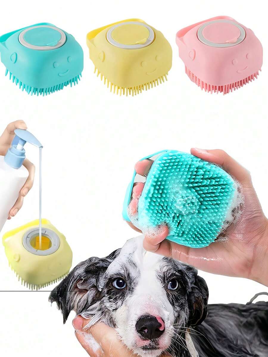 Silicone Pet Bathing Brush, Suitable For Dogs, Cats And Puppies, Silicone Bathing Massage Brush, Pet Cleaning And Grooming Silicone Bathing Brush - Multicolor - View 1
