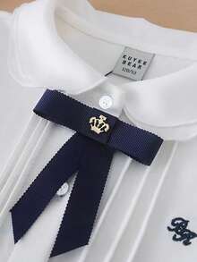 Tween Girl College-Style Turn-Down Collar Long-Sleeved Shirt, Spring And Autumn - White - View 3