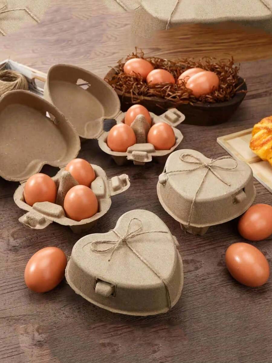 3pcs Heart-Shaped Egg Cartons, Pulp Egg Trays, Kitchen Farm Easter Holiday Gift Basket, Holiday Gift Box (Rope Not Included) - Nhiều màu - Xem 1