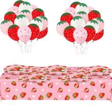 High-Quality Pink Strawberry Tablecloth - Durable, Disposable, Versatile, Perfect For Enhancing Any Birthday Or Holiday Celebration. Easy To Clean, Fits Most Tables. - Multicolor - View 9
