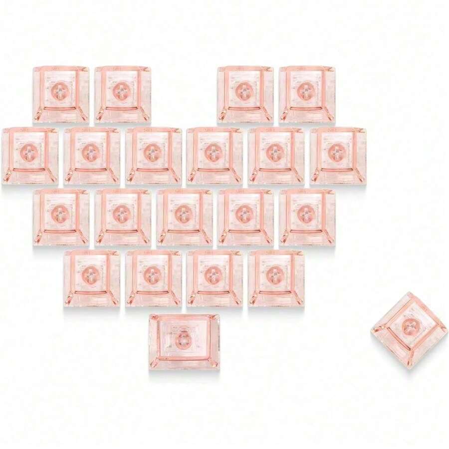Blank Transparent Keycaps, Sweet Heart PC Custom Keycap Set, Backlit Clear Candy Keyboard Keycaps Mao Profile For MX Switches Mechanical Keyboard (21pcs) - 粉紅之心 - 查看 1