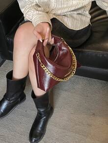 1pc Minimalist High-Quality Fabric Fashionable Versatile Shoulder Bag, Suitable For Outings, Classes, Commuting - Burgundy - View 4