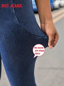 女童牛仔印花弹力腰喇叭裤，时尚休闲透气，百搭实用，适合春夏外出和旅行 - 藍色 - 查看 5