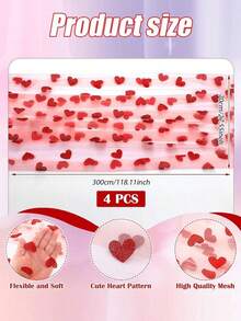 1/4pcs Valentine's Day Table Runner 70*300cm Shiny Heart Sheer Fabric Table Runner, Pink Lace Tablecloth Suitable For Valentine's Day, Anniversary, Wedding Proposal Party, Home Candlelight Dinner Decor - Nhiều màu - Xem 7