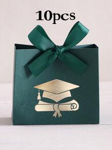10pcs Mini Graduation Gift Boxes - Candy Boxes With Gold Foil Graduation Cap And Diploma Pattern, Satin Ribbon Bow - Suitable For Graduation Party, Ceremony Souvenirs, Small Candy Packaging For DIY - Multicolor - View 14