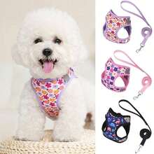 Một bộ dây đeo cho chó cưng với họa tiết hoa và khủng long, kèm theo dây xích dài 1,5 mét. Bộ dây đeo bền chắc này có thiết kế quấn quanh 360°, kiểu dáng thời trang và chắc chắn. - Nhiều màu - Xem 1