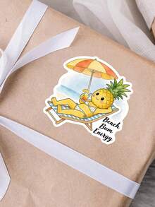 1pc "Beach Wanderer" Vibrant & Fun Sticker - Vivid Pineapple Pattern Suitable For Water Bottles, Laptops And Helmets. Spread Summer Vibes With These Fun Stickers. - Style 1 - View 10