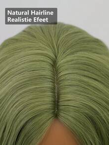 clouder Gothic Punk Green Long Wavy Curly Wig 26-Inch Center-Parted Bangs Heat-Resistant Synthetic Fiber Wig Women's Soft Voluminous Curls Suitable For Daily Cosplay, Street Style, Holiday Parties, Music Festivals, Y2K Aesthetic, Avant-Garde College Style, Modern Fashion Punk Looks - Green - View 6