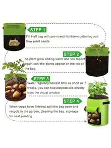 1pc Reusable Potato Grow Bag With Divider, For Growing Potatoes, With Harvest Window, Suitable For Planting Vegetables And Fruits, Available In Green And Black - Multicolor - View 5