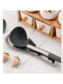 1pc/4pcs Stainless Steel Long Handle Utensil Holder, Keeps Kitchen Tools In Place On Counter, Stove Or Coffee Station, Kitchen Accessory (Silver) - Multicolor - View 3